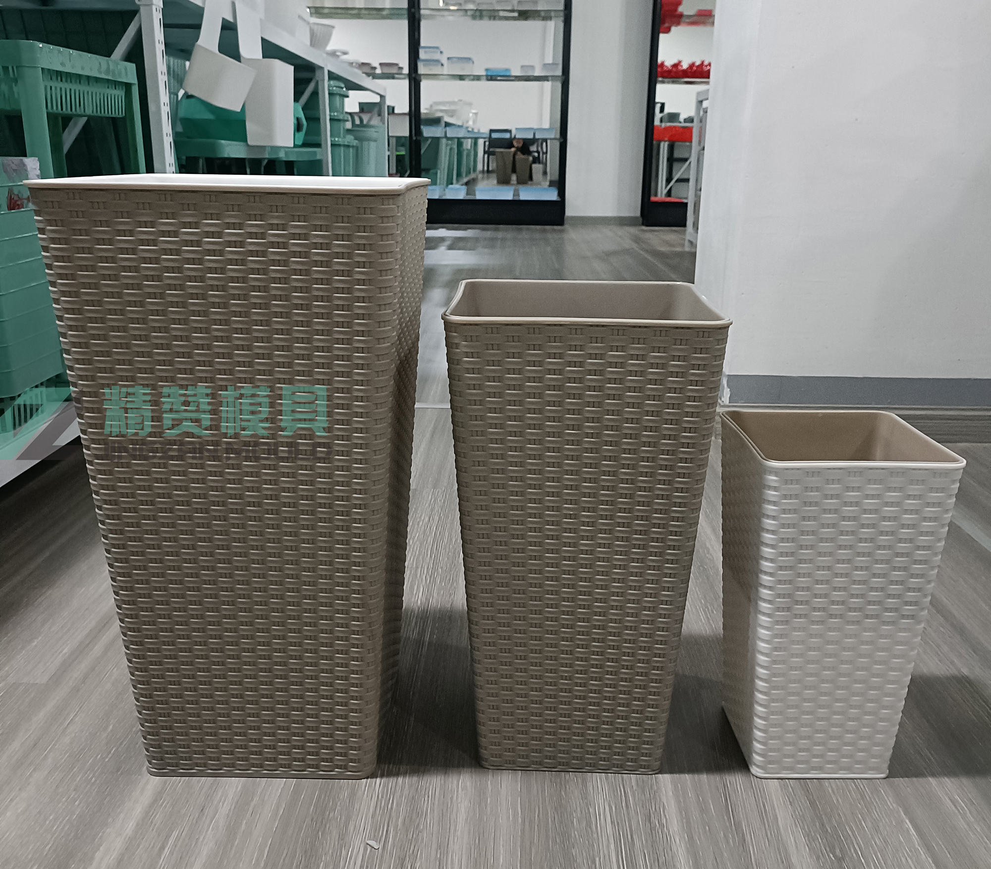 Plastic Injection Square rattan Flower Pot  Mold